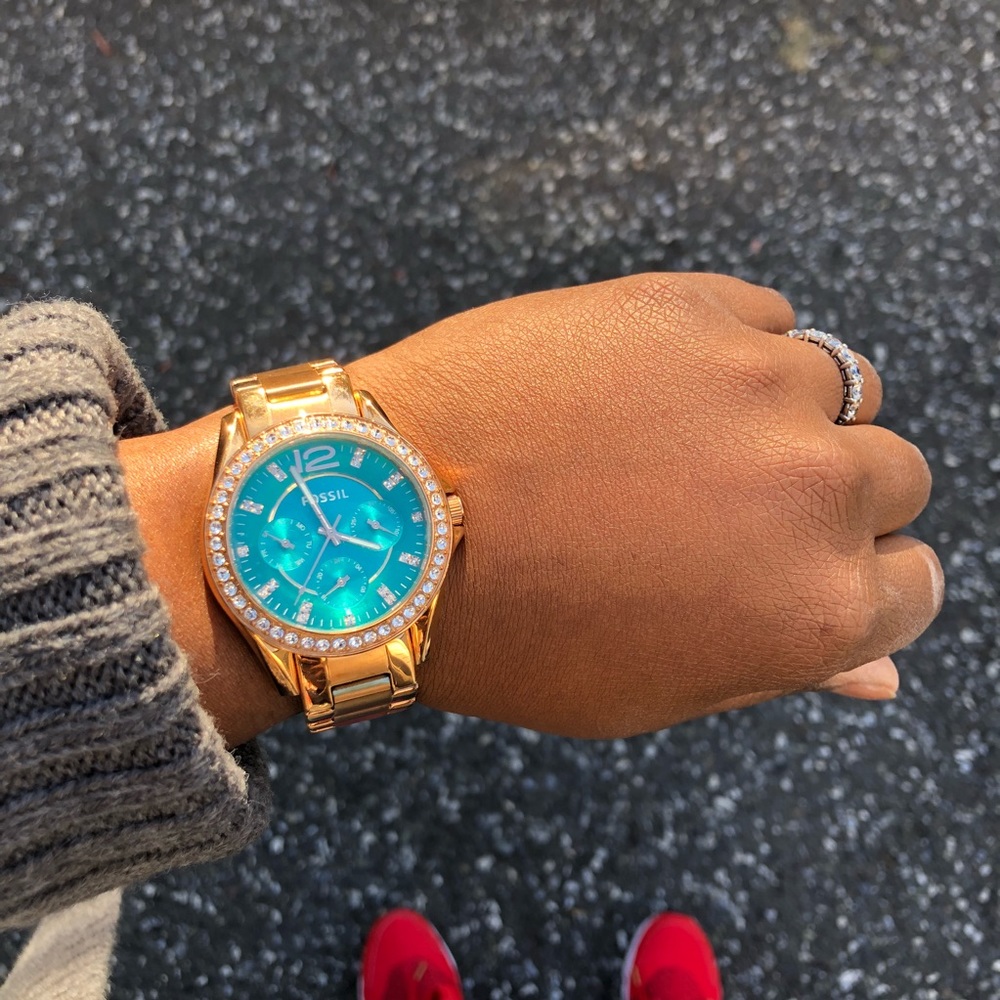 Fossil Faux Gold and Clear Stone Watch
